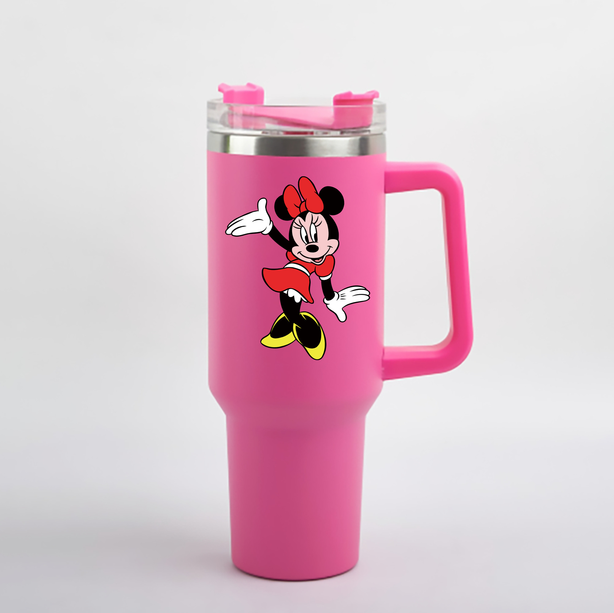 （画像用） ミッキーマウス Mickey Mouse 1200mL車用タンブラー - クリスタルステッカー（プラスチックストロー付き）